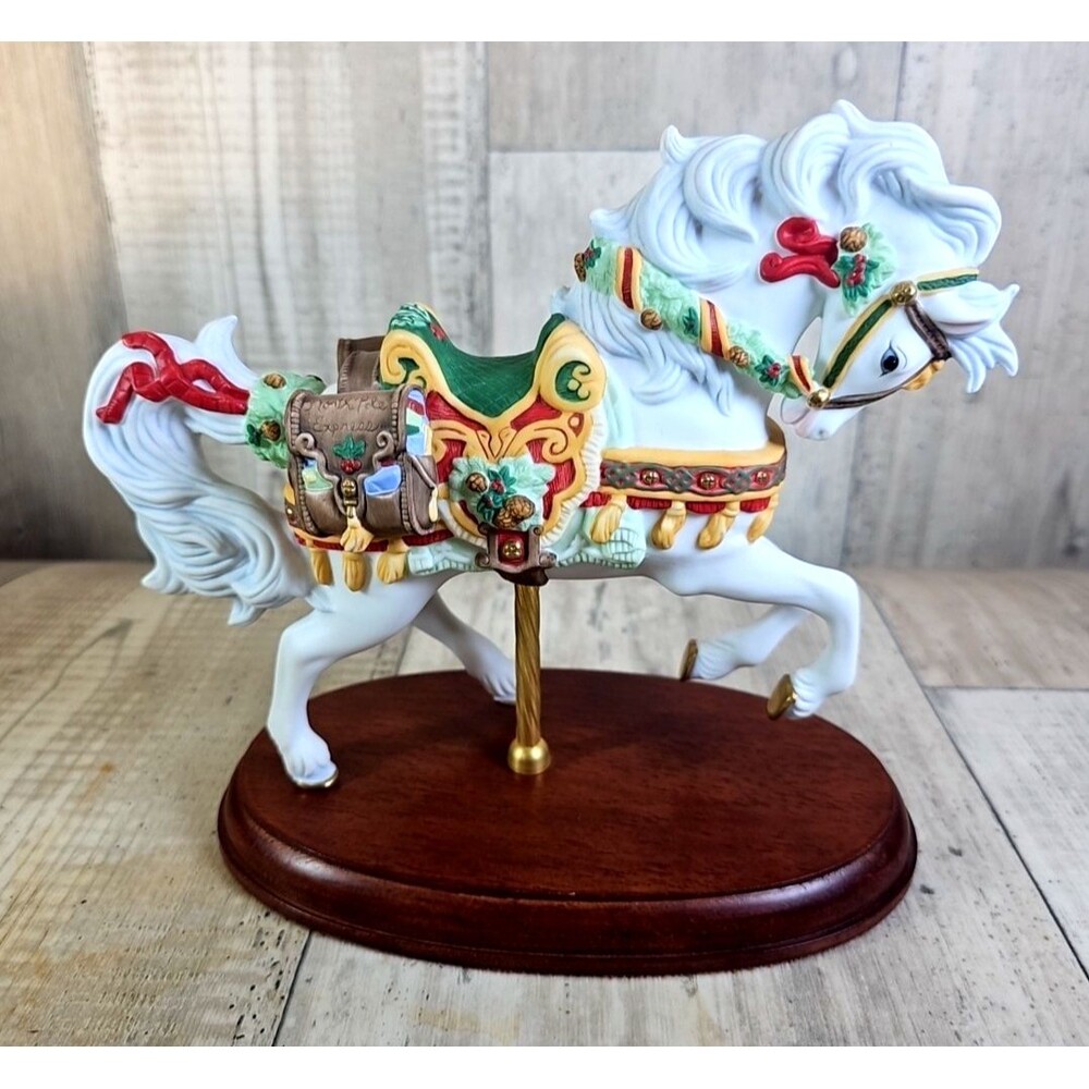 1999 Lenox North Pole Express Carousel Horse Christmas Figurine w Base